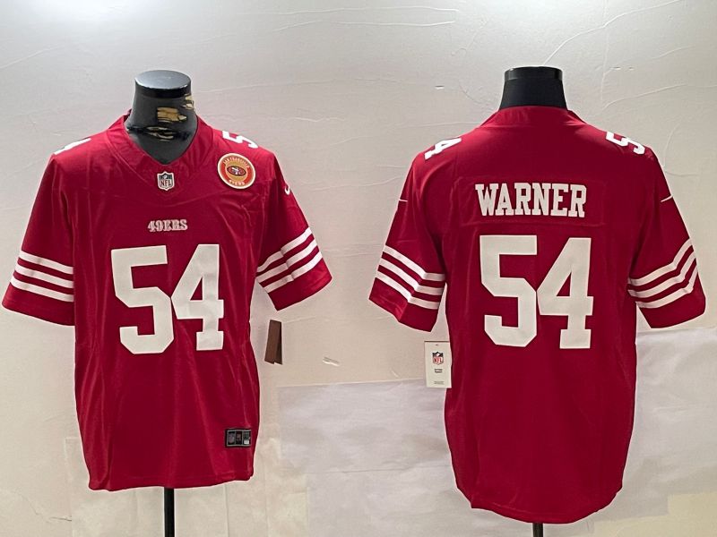 Men San Francisco 49ers #54 Warner Red Three generations 2024 Nike Vapor Limited NFL Jersey style 4